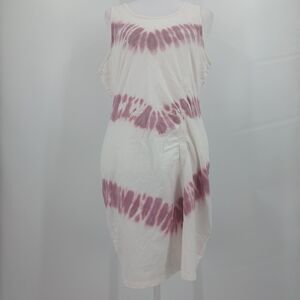Womens venus size large white and purple tie dye sundress with rouching